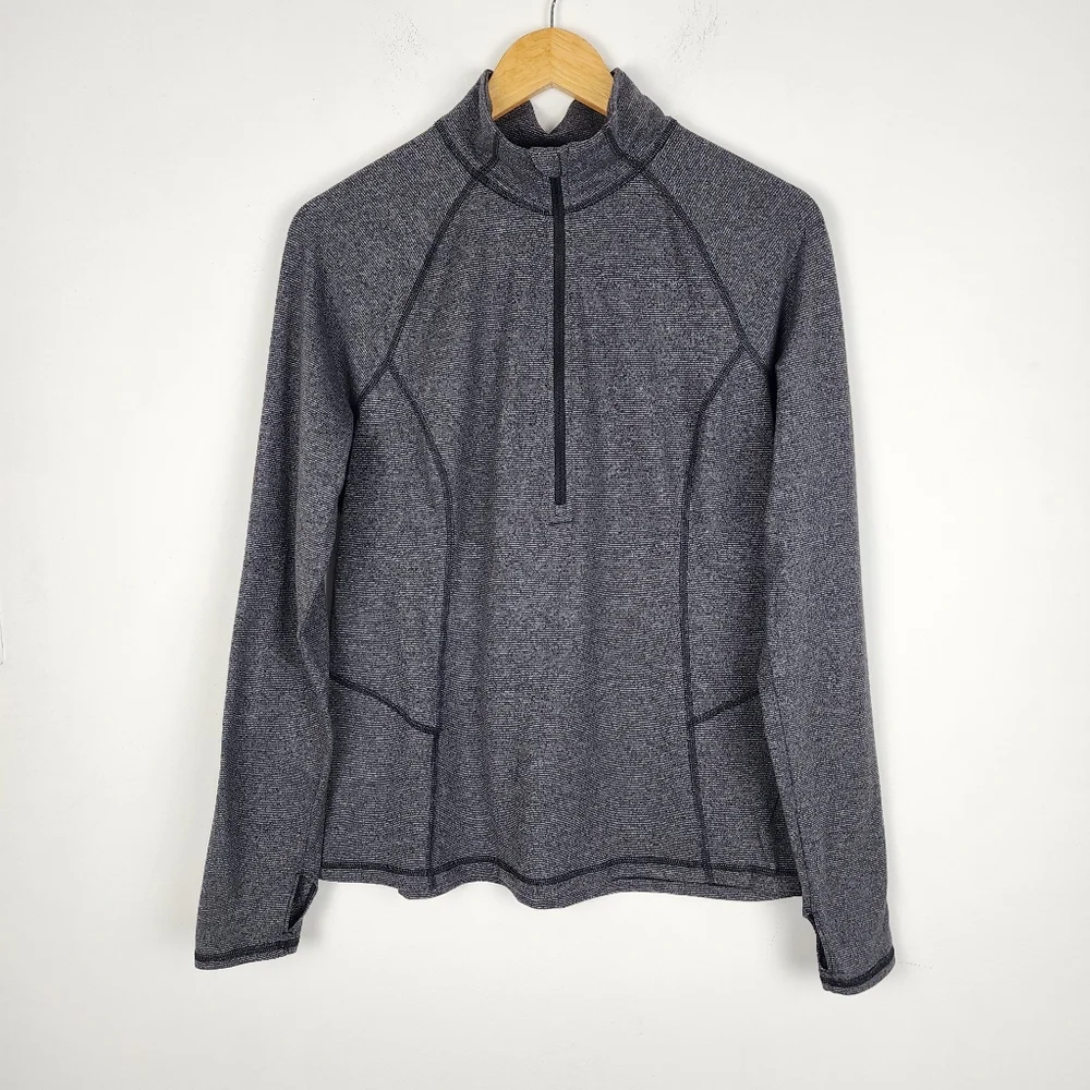 Lucy Activewear Heathered Gray Half-Zip Pullover - Mesh Back & Thumbholes Size L - Picture 11 of 11